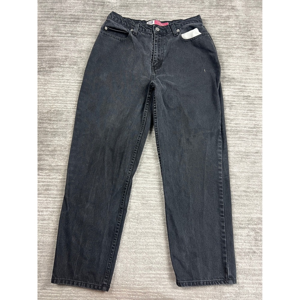 Faded Glory Jeans Womens 12 Petite Black Authentic 5-Pocket Straight Leg Denim